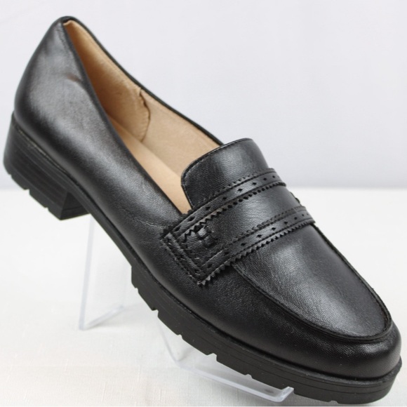 Life Stride Shoes - Life Stride Platform Slip-On Lug Sole Loafer Women’s Black Comfort Shoes Size 10